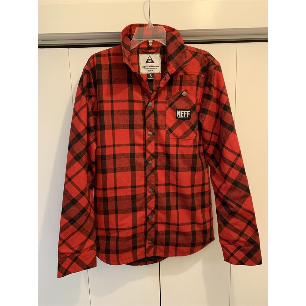 NEFF Outdoors Jacket‎ Braving The Elements ~ Red/Black BUFFALO PLAID ~ Size S